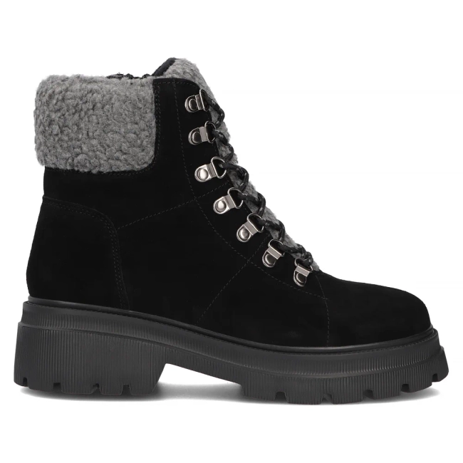 Skórzane trapery na platformie Filippo DBT6381/24 BK czarne