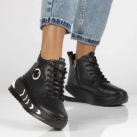 Leather ankle boots DBT4214/24 BK WH black