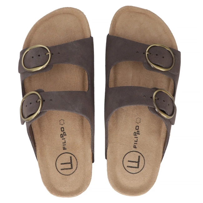 Skórzane klapki Filippo DK7061/25 TP taupe