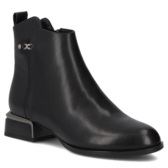 Skórzane botki na obcasie Filippo DBT7382/25 BK czarne