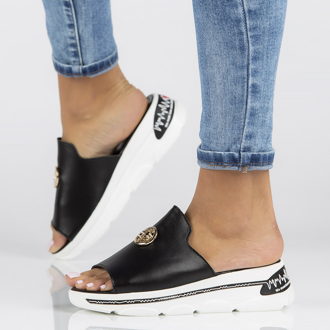 Leather slippers Filippo DK3872/22 BK black