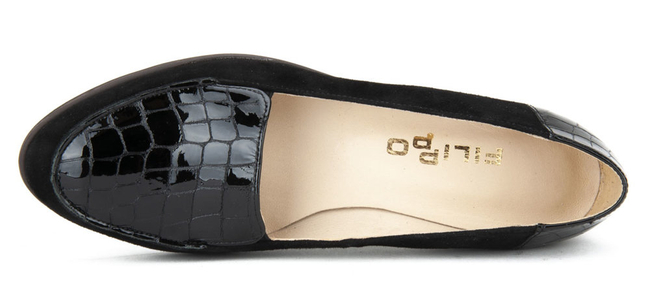 Półbuty Filippo 3606 Czarny Zamsz + B26