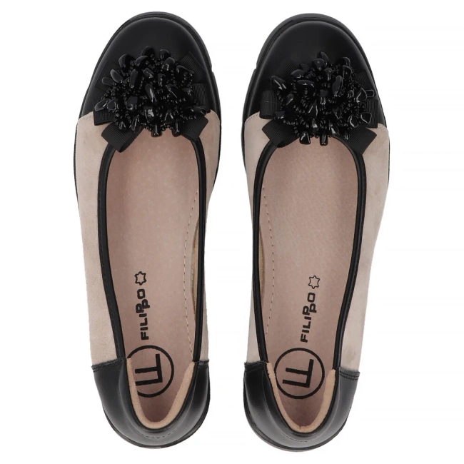 Leather shoes Filippo DP6783/25 BK BE black-beige