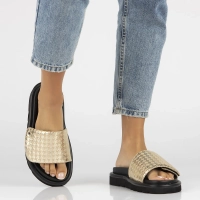 Skórzane klapki Filippo DK6150/24 GO złote