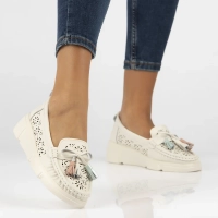 Skórzane mokasyny Filippo DP6705/25 BE beżowe