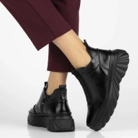 Skórzane botki na platformie Filippo DBT7426/25 BK czarne