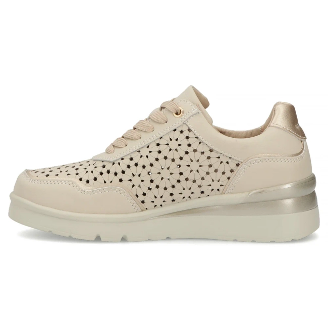 Skórzane sneakersy na platformie Filippo DP7677/26 BE beżowe