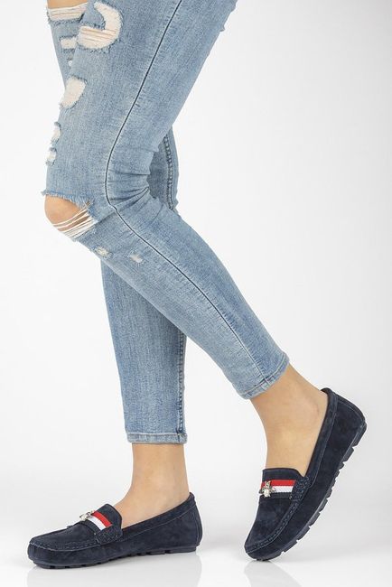 Skórzane mokasyny Filippo DP1406/21 NV granatowe