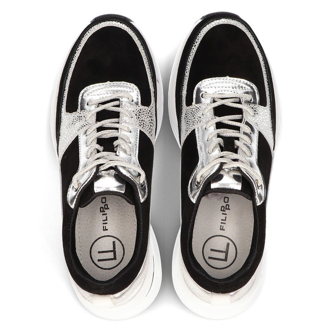Skórzane Sneakersy Filippo DP2056/21 BK SI czarne