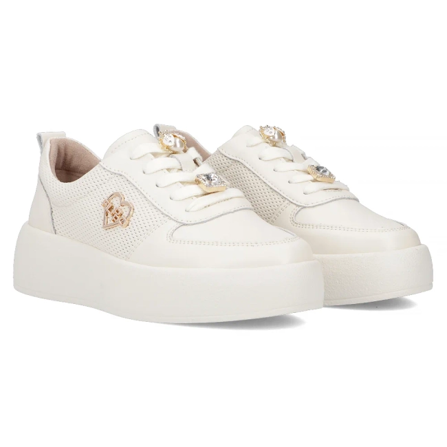 Skórzane sneakersy Filippo DP6784/25 BE beżowe