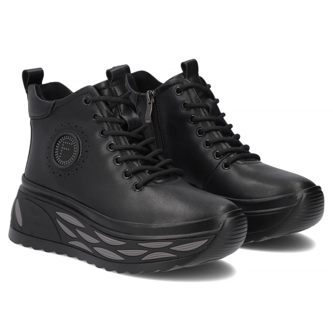 Leather platform ankle boots Filippo DBT8003/26 BK black