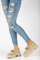 Skórzane półbuty Filippo 20083 beżowe welurowe