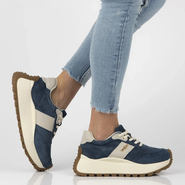 Skórzane sneakersy Filippo DP6785/25 BL niebieskie