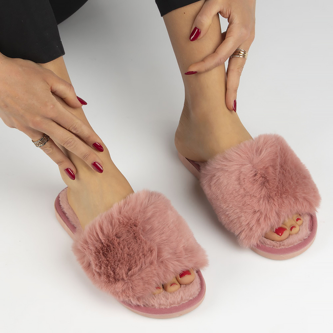 Fur slippers pink CF-89