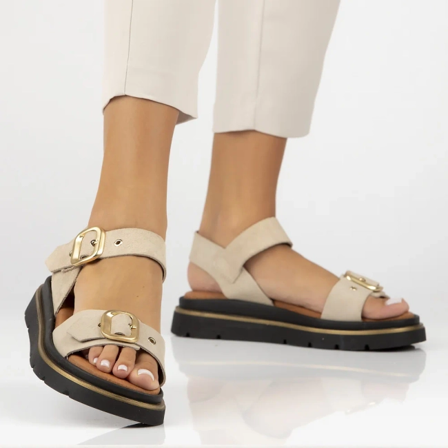 Leather sandals Yokono YAMBRE-251 SERRAJE CRUDO beige