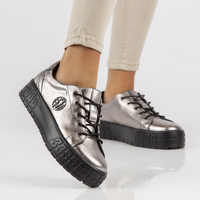 Leather sneakers FILIPPO DP3528/22 GN gun metal