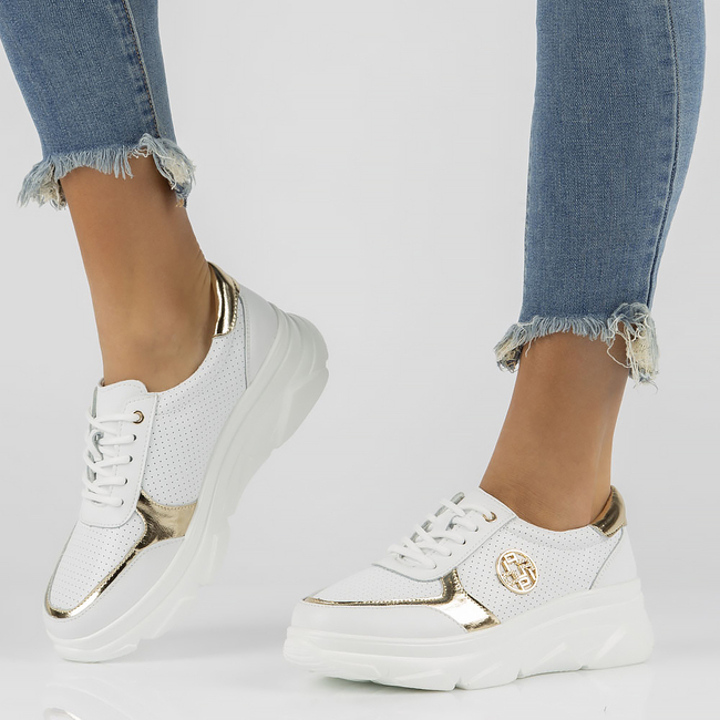 Leather Sneakers Filippo DP2138/22 WH GO white