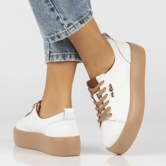 Leather shoes Filippo DP6117/24 WH BE white-beige