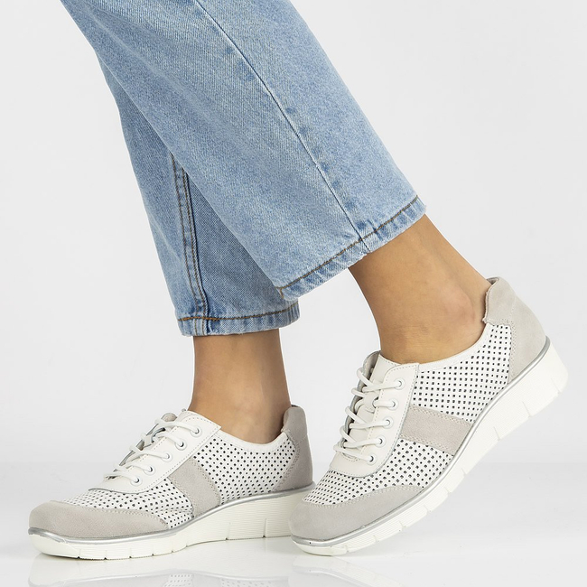 Skórzane półbuty Filippo DP028/21 WH białe sznurowane