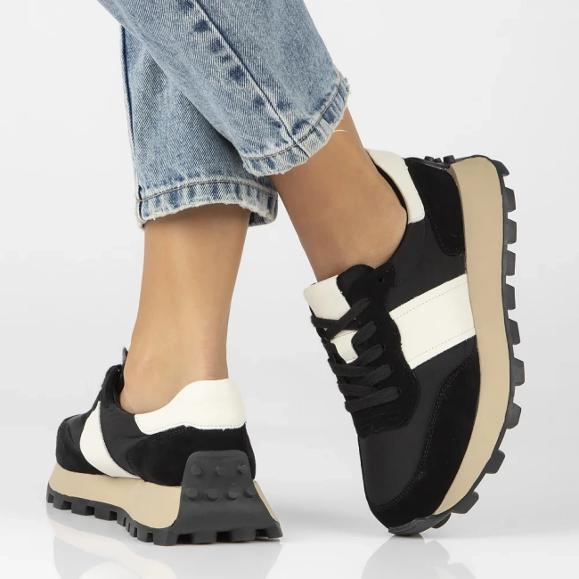 Leather sneakers Filippo DP6498/24 BK WH black