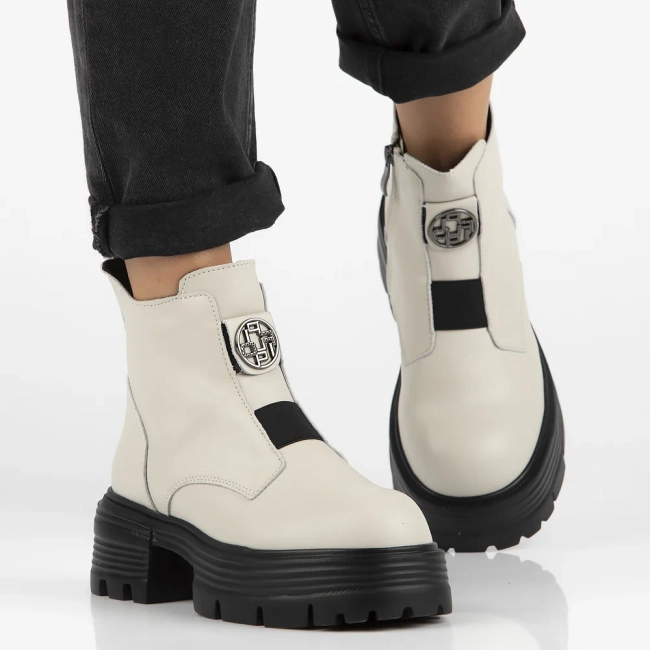 Leather ankle boots DBT6432/24 LT BE beige