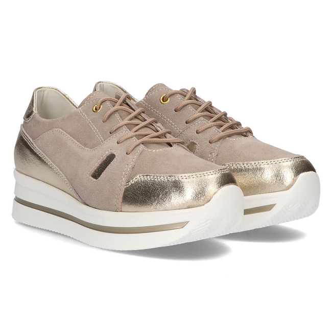 Skórzane sneakersy Filippo DP3407/21 BE Beżowe