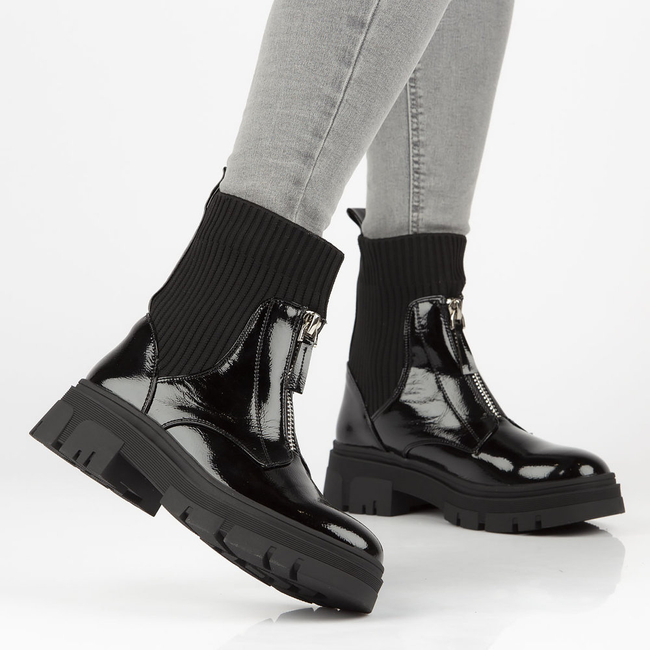 Botki Filippo CHC178 Czarne lakierowane