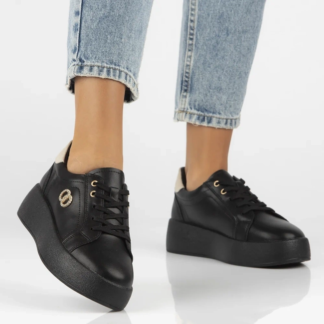 Leather sneakers Filippo DP6721/25 BK black