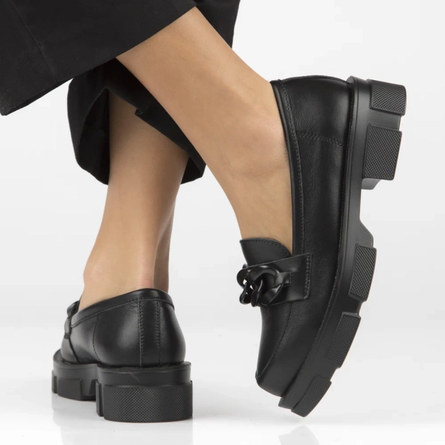 Skórzane półbuty na platformie Filippo DP3221/23 BK BK czarne
