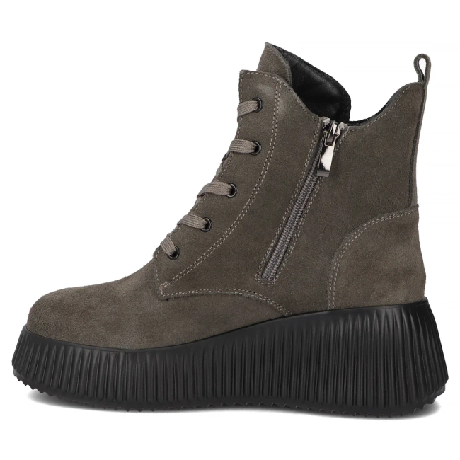 Skórzane botki na platformie Filippo DBT7288/25 GR szare