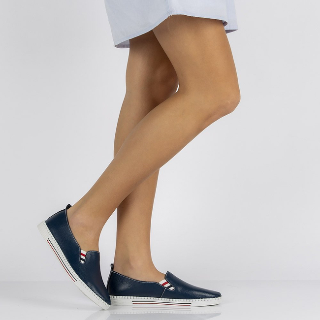 Skórzane półbuty FILIPPO DP066/21 NV granatowe