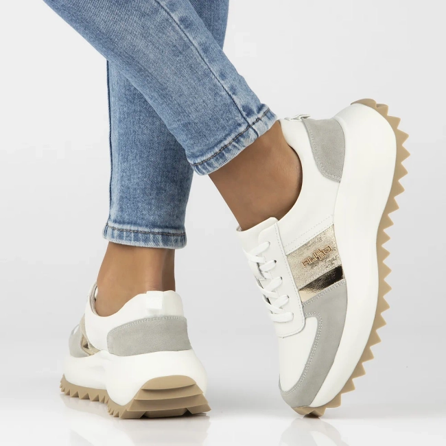 Leather Sneakers Filippo DP6773/25 WH GR white-grey