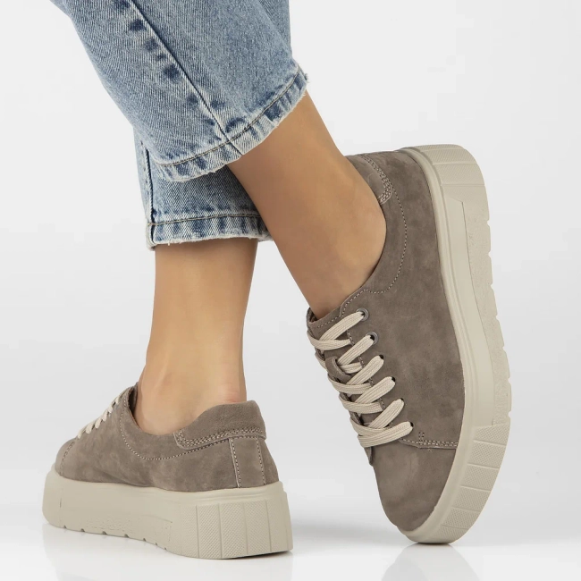 Skórzane półbuty na platformie Filippo DP6454/24 TP taupe