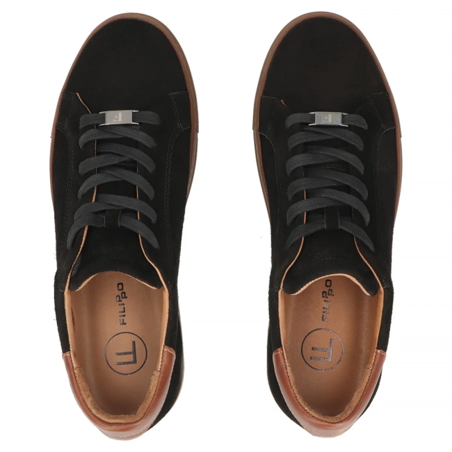 Skórzane sneakersy Filippo MP8273/26 BK czarne