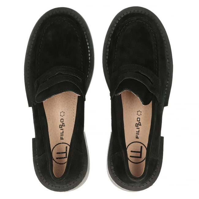 Skórzane półbuty na obcasie Filippo DP4685/23 BK czarne