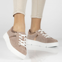 Skórzane półbuty na platformie Filippo DP4531/23 L.PI różowe