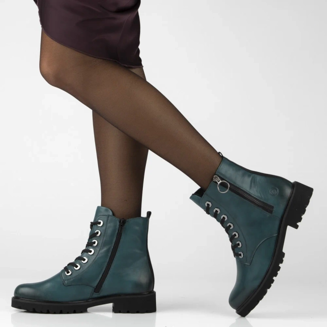 Skórzane trzewiki Rieker D8671-12 turkusowe