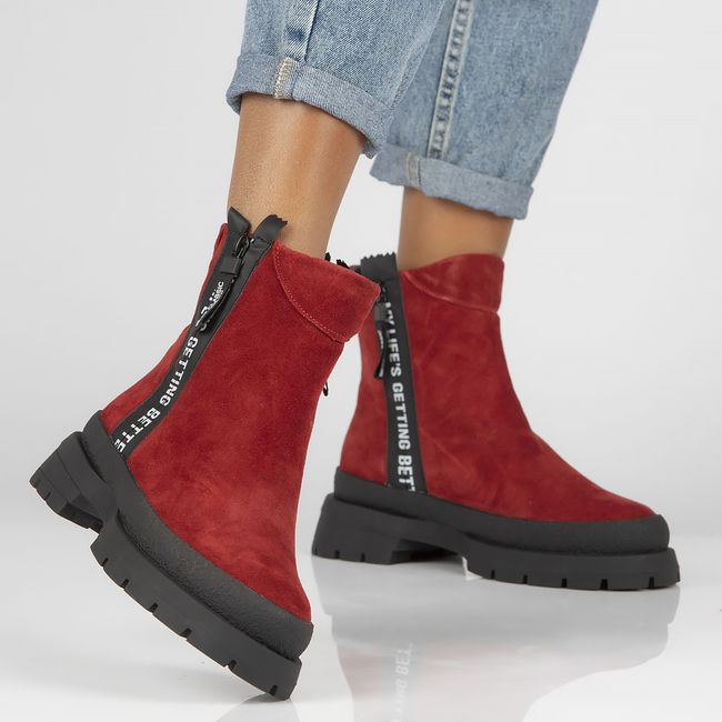 Leather ankle boots Filippo DBT4164/22 RD red