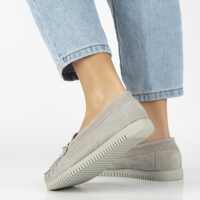 Skórzane mokasyny Filippo DP1266/20 GR szare