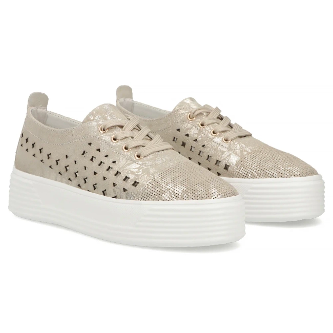 Skórzane sneakersy Filippo DP7662/26 GO złote