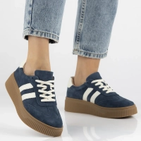 Skórzane sneakersy Filippo DP6776/25 BL niebieskie