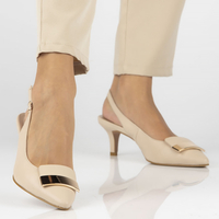 Skórzane czółenka Filippo DP4425/23 BE beżowe