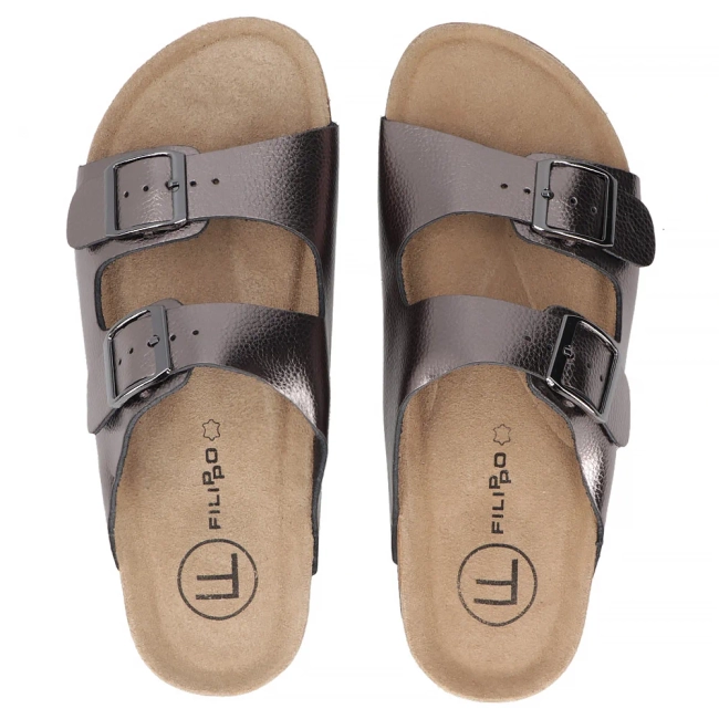 Leather flip-flops Filippo DK7062/25 GN gun metal