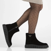 Skórzane botki na platformie Filippo DBT6301/25 BK czarne