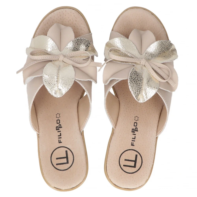 Leather flip-flops Filippo DK7039/25 BE beige