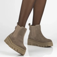 Skórzane botki na platformie Filippo DBT7266/25 TP taupe