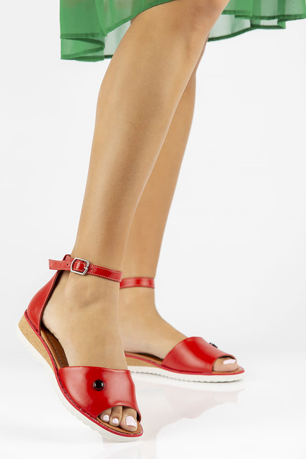 Skórzane sandały Filippo DS3914/22 RD czerwone