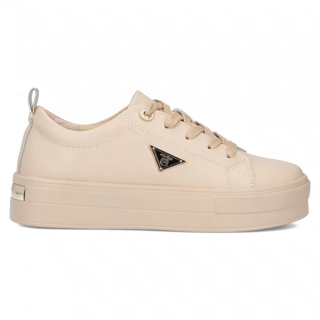 Skórzane półbuty na platformie Filippo DP3533/24 BE L beżowe