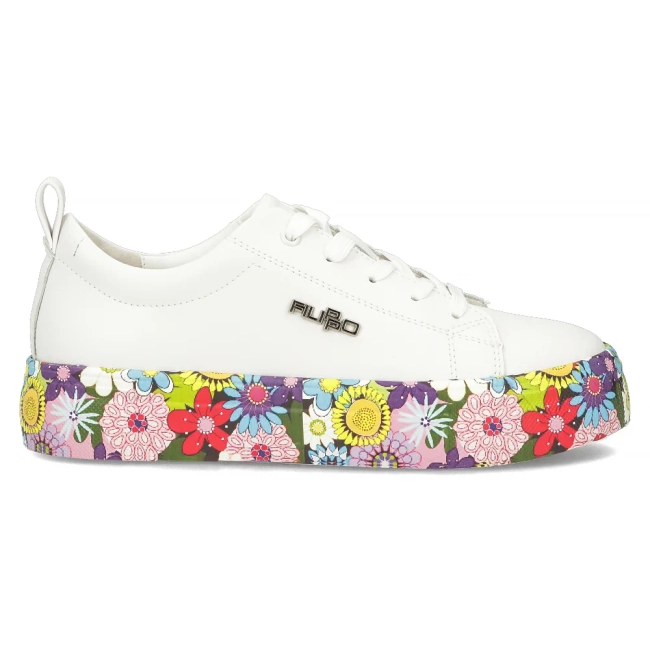 Leather shoes Filippo DP6048/24 WH FL white flowers