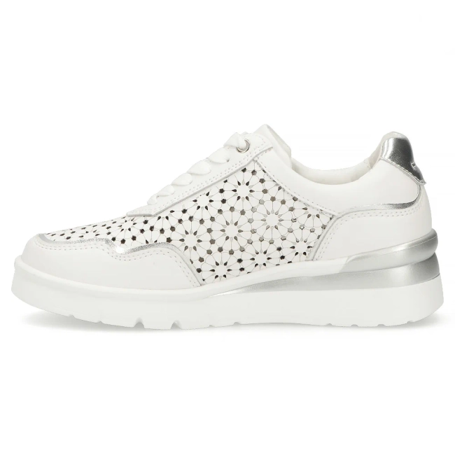 Skórzane sneakersy na platformie Filippo DP7677/26 WH białe